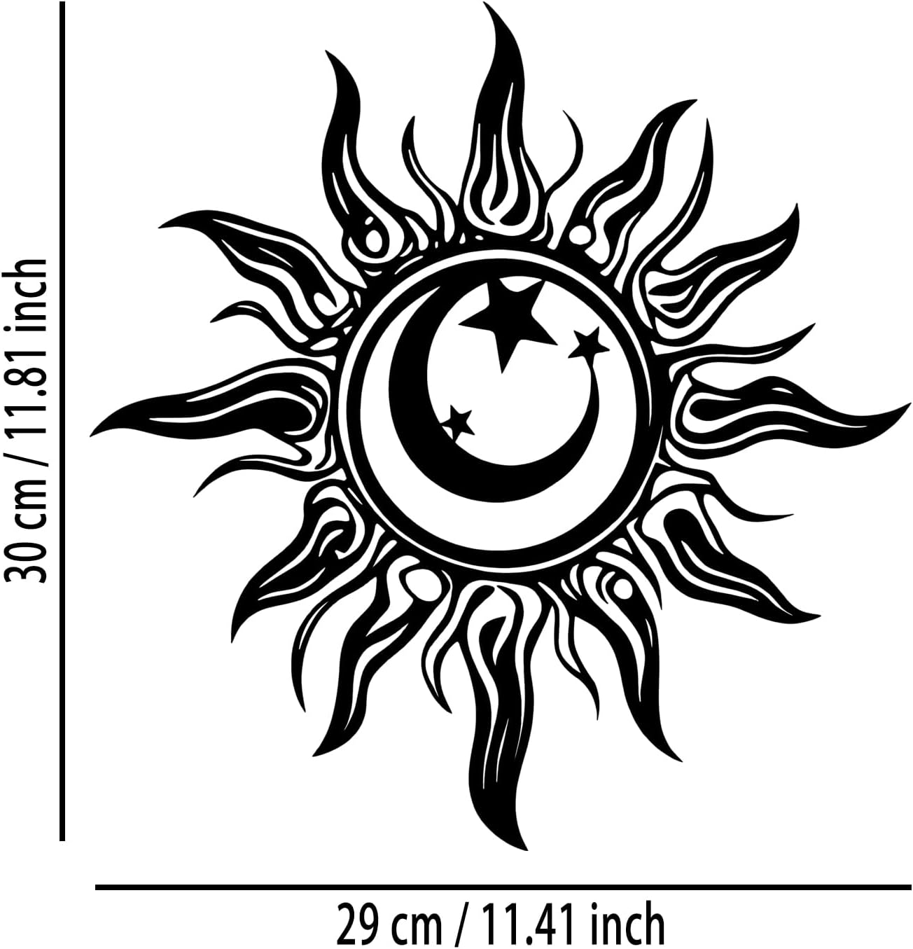 OPTYBVFD Sun Moon Star Metal Wall Decor - Room Decor Wall Art Home Decor for Living Room, Bedroom, Dining Room,Office, Outdoor, Garden (Black)