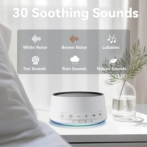 Miniatura 2 de Máquina de sonido blanco con 30 sonidos relajantes, 12 colores, luz nocturna, máquina de dormir para bebés, niños y adultos, máquina de ruido