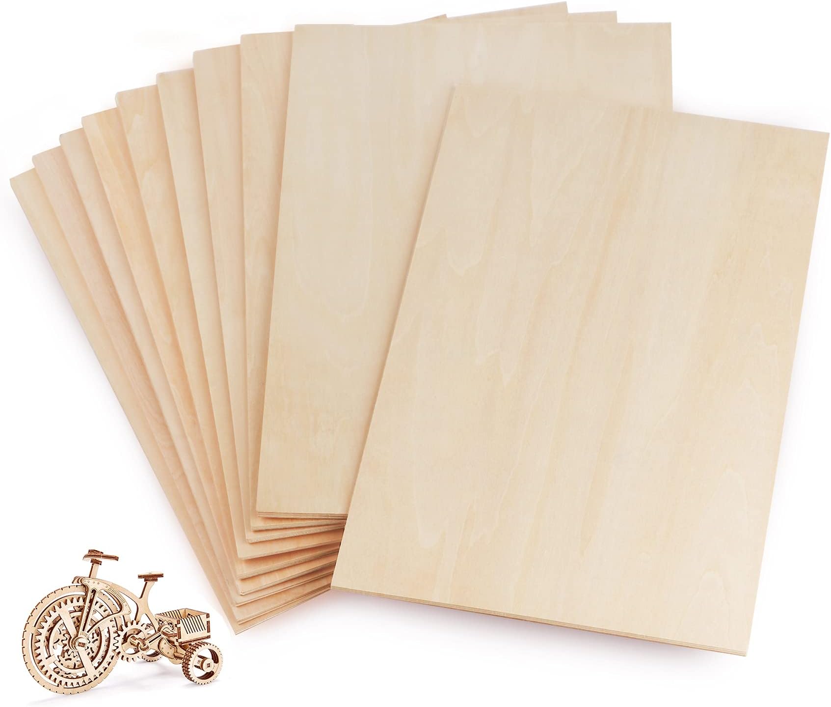 10Pcs Plywood Sheets, 300 x 200 x 1.6mm Unfinished Basswood Sheets Board for Woodcraft Model, Crafts, Painting, Engraving, Stenciling, Home Decor