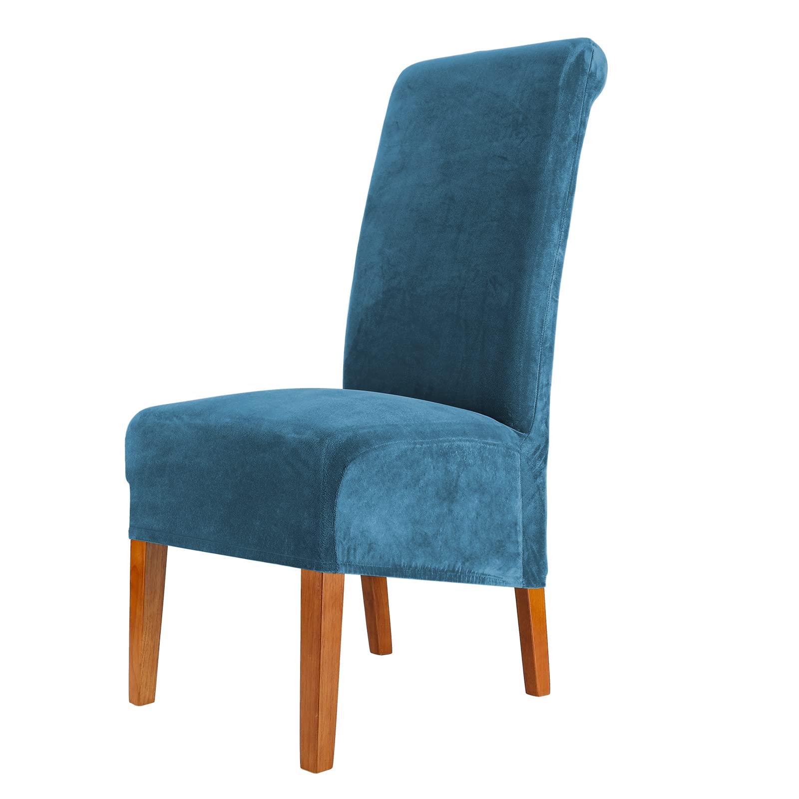 CMAKER Velvet Dining Chair Covers, Stretch Large Chair Slipcover, Spandex High Back Chairs Cover Elastic Washable Removable XL Chair Protector,Set of ４,Teal