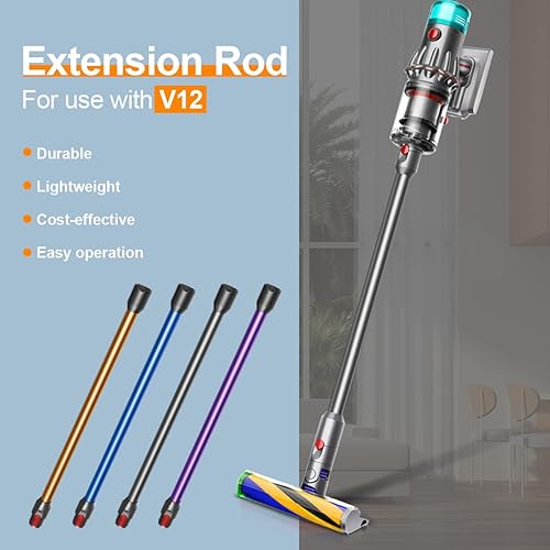 Miniatura 4 de FUNTECK Varita de extensión de repuesto para aspiradora Dyson V12 Detect Slim, 2.4 pies (gris)