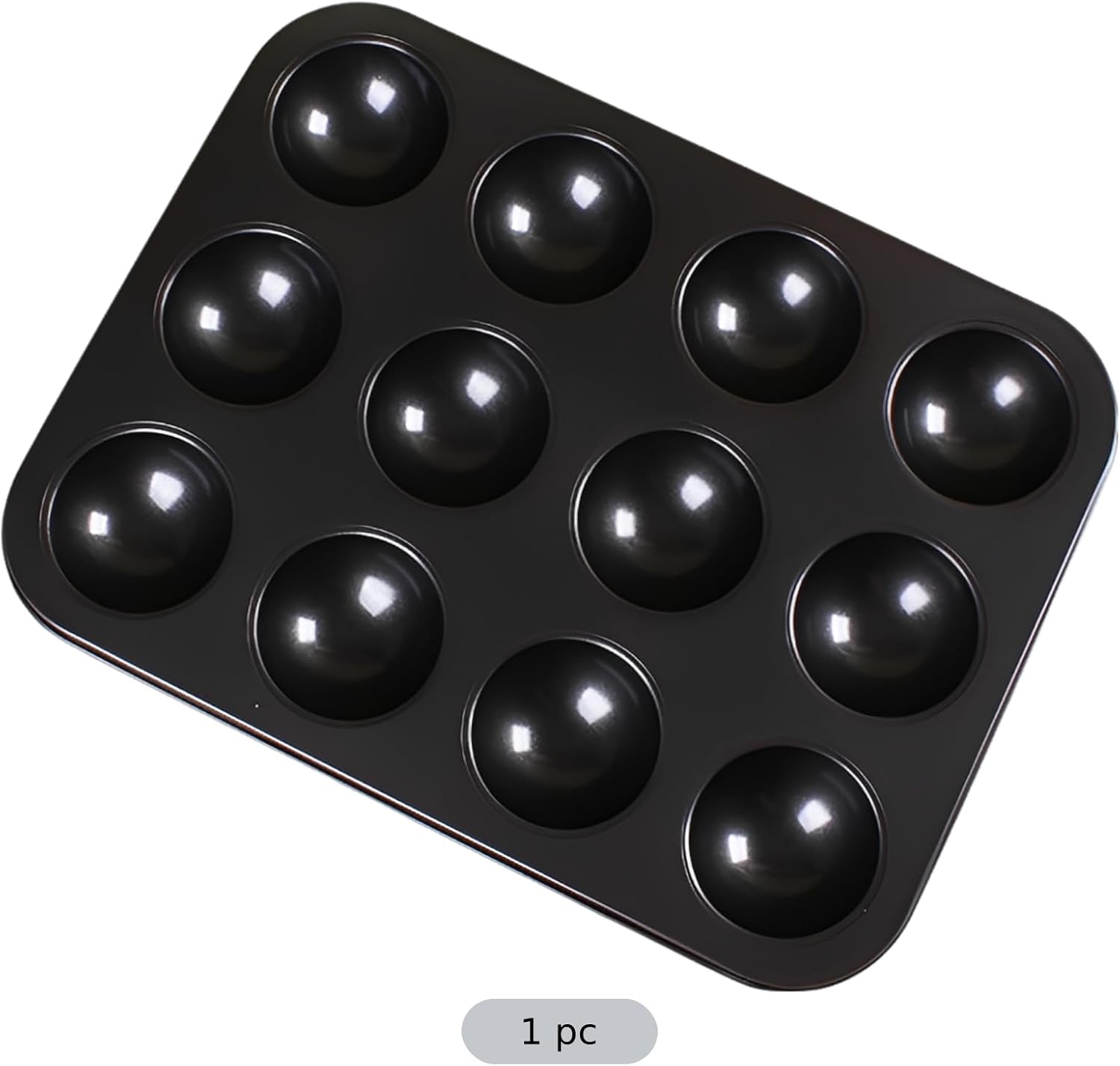 12-Cup Baking Pan for Mince Pies, Half Round Muffin Cup Cake Mould, Non Stick Carbon Steel, 15 X 11.4 in / 38 X 29 Cm, Great for Cakes, Bread, Pudding