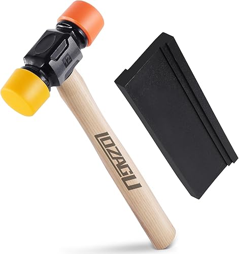 Martillo de mazo de 12 oz con bloque de roscado, martillo de nailon y plástico de doble cara, martillo de cara suave