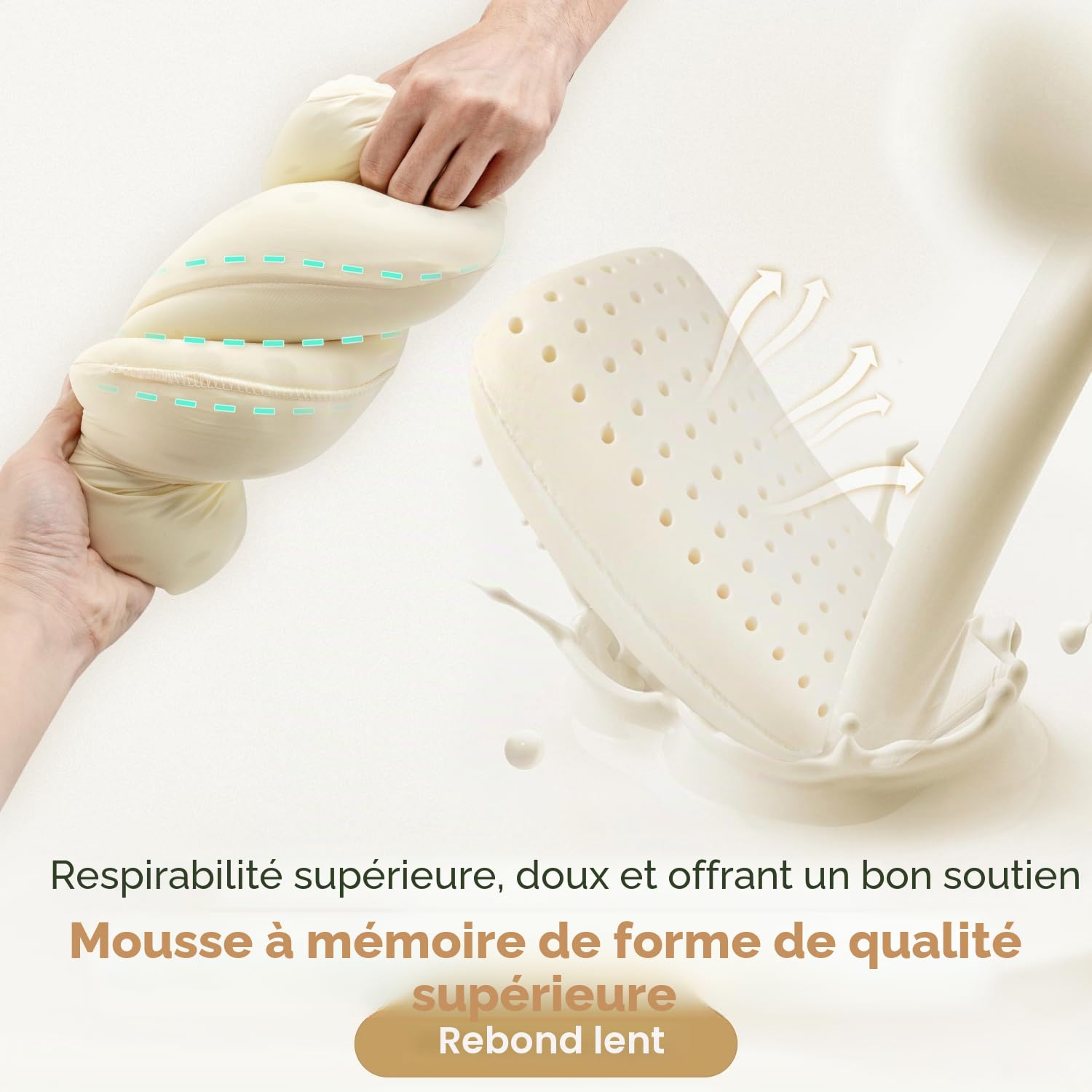 HIKEMAN Oreiller de camping en mousse à mémoire de forme - Oreiller de voyage ultraléger avec support pour le cou, oreillers de sommeil ergonomiques et doux pour le camping, la voiture, la plage, le