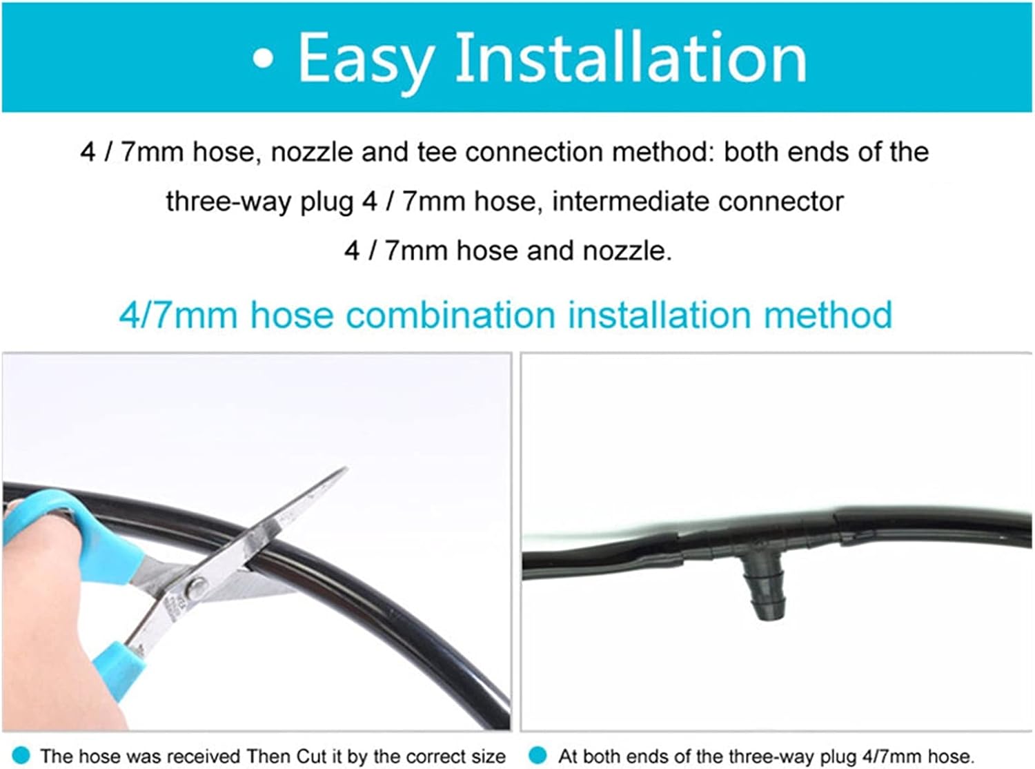 Utility Hose Butt Kitchen Garden Hose 30 Pieces of 1/4'' Irrigation Joint Three-Way Three-Way Water Pipe Diverter for 4/7Mm Hose Automatic Watesystem (Diameter : 1/4'')/1/4''