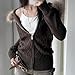 KMBANGI Women Fur Trim Crop Hoodies Zip Up Y2k Long Sleeve Cropped Sweatshirt Zipper Furry Hooded Jacket with Pockets (Knitted Brown,S)