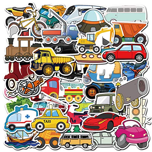 Cute Cartoon Transportation Stickers Sailing Excavator Car Train Sticker For Helmet Laptop Ps4 Guitar Decal Stickers 40 Pcs