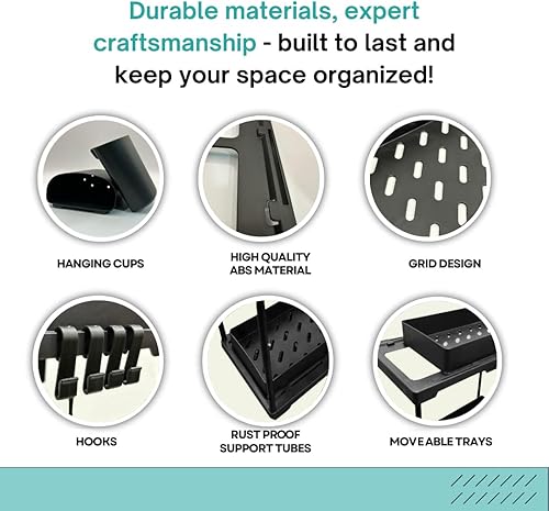 Miniatura 2 de Organizadores y almacenamiento debajo del fregadero de la cocina, paquete de 2 organizadores debajo del fregadero con ganchos y taza para colgar, 2