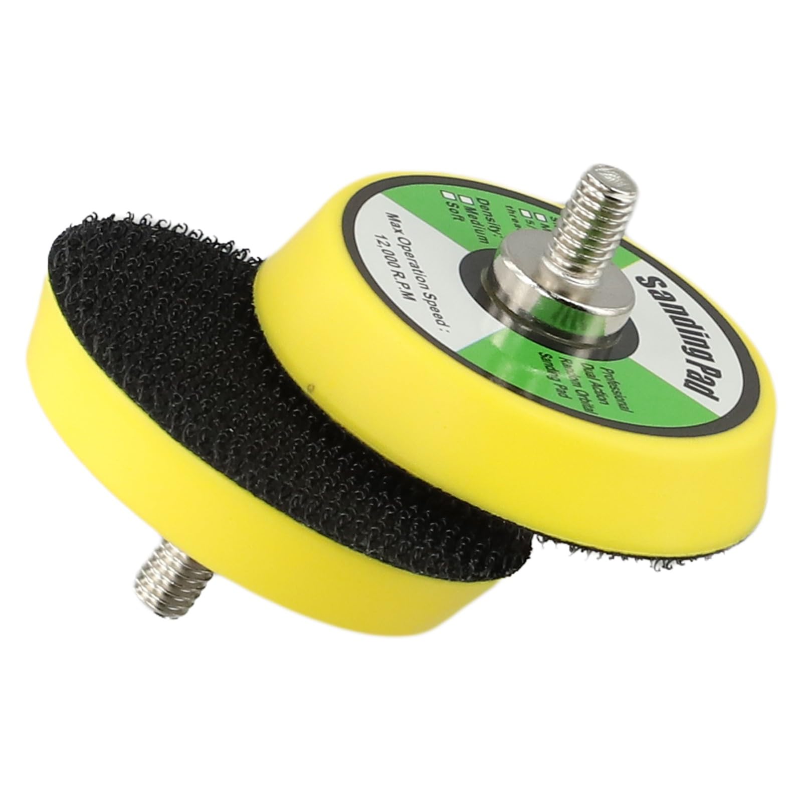 Platorelli abrasivi e lucidanti, 50 mm, filettatura M6, 12000 giri/min, per levigatrici ad aria e carta vetrata adesiva, confezione da 10, colore: giallo