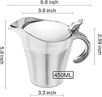 Vista 5 de Gravy Boat - Jarra de salsa de acero inoxidable con doble aislamiento y tapa con bisagras, perfecta para servir frascos de salsa o crema para Acción