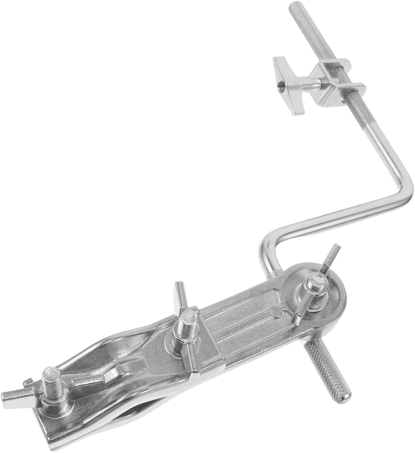 Kisangel Cowbell Percussion Mounting Clamp with Z Arm Extension and Bent Connector, Drum Z Arm Holder Bracket for Jazz and Military Drum Hardware, Multi-Purpose Percussion Mounting