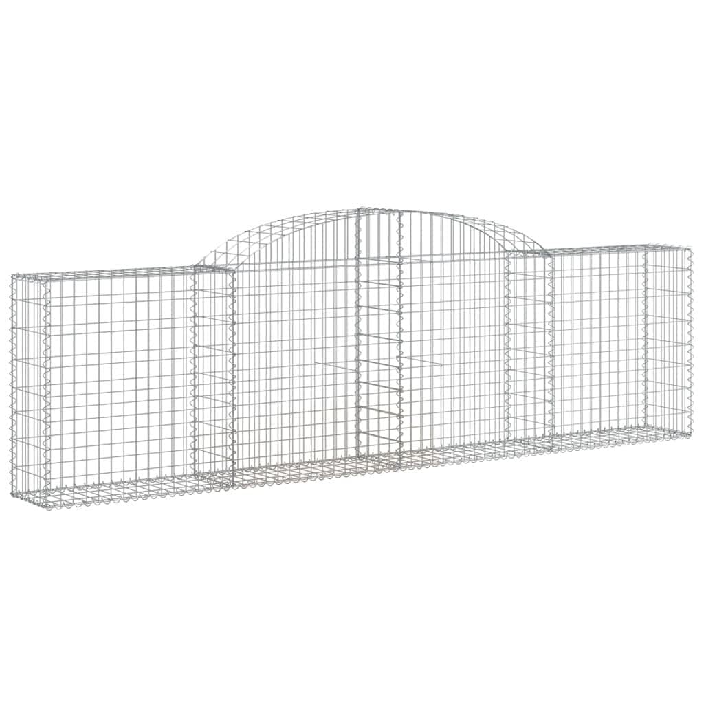 Juego de 6 gaviones con arco alto, 300 x 30 x 80/100 cm, hierro