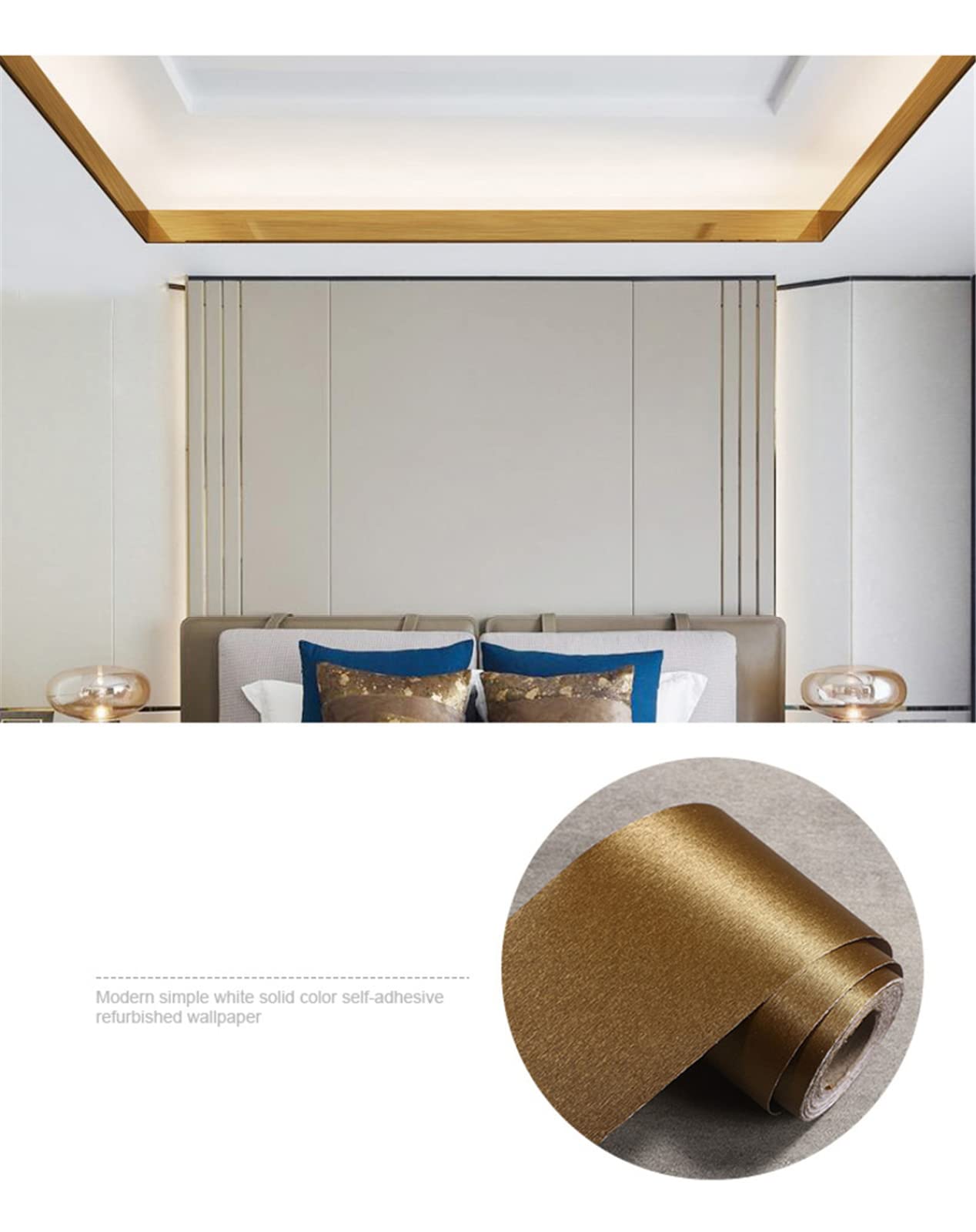 bordiury, Samoprzylepna tapeta ozdobna na ściany i sufity, wielokolorowa, różne rozmiary(Brushed Gold,30 x 500 cm)