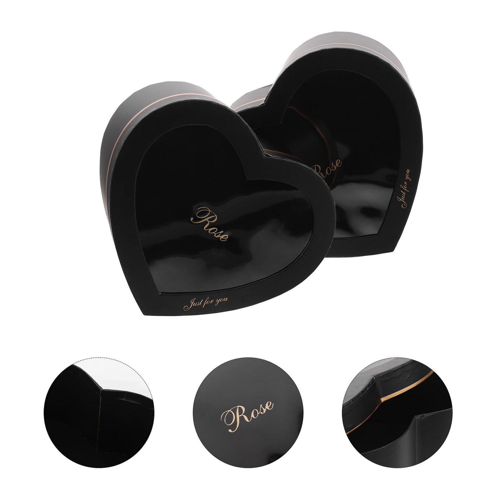 IWOWHERO 2 Stück Schwarzes Herz Geschenkbox mit Sichtfenster Stapelbare Valentinstags Schachteln aus Pappe für Parfum Blumen und Make Up Selbstgemacht Geschenkverpackung für Hochzeit