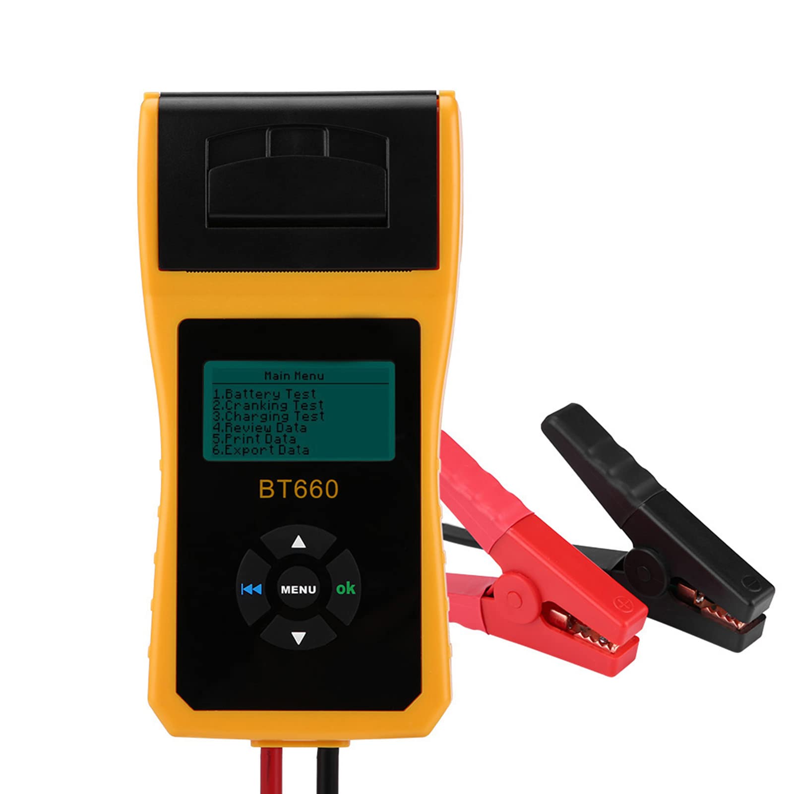 Cryfokt Tester Batteria Auto 12V, Analizzatore Batteria Digitale Auto con Stampante Integrata per Batterie Al Gel AGM Normali, Supporto Multilingue, capacità di Carico 100-3000 CCA