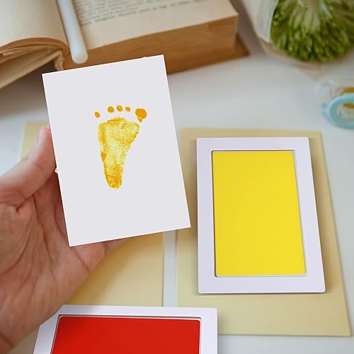 Miniatura 4 de TaoBary Kit de 18 piezas de huellas de manos y huellas sin tinta para bebé, con 6 almohadillas de tinta seguras para manos y pies, kit de sellos