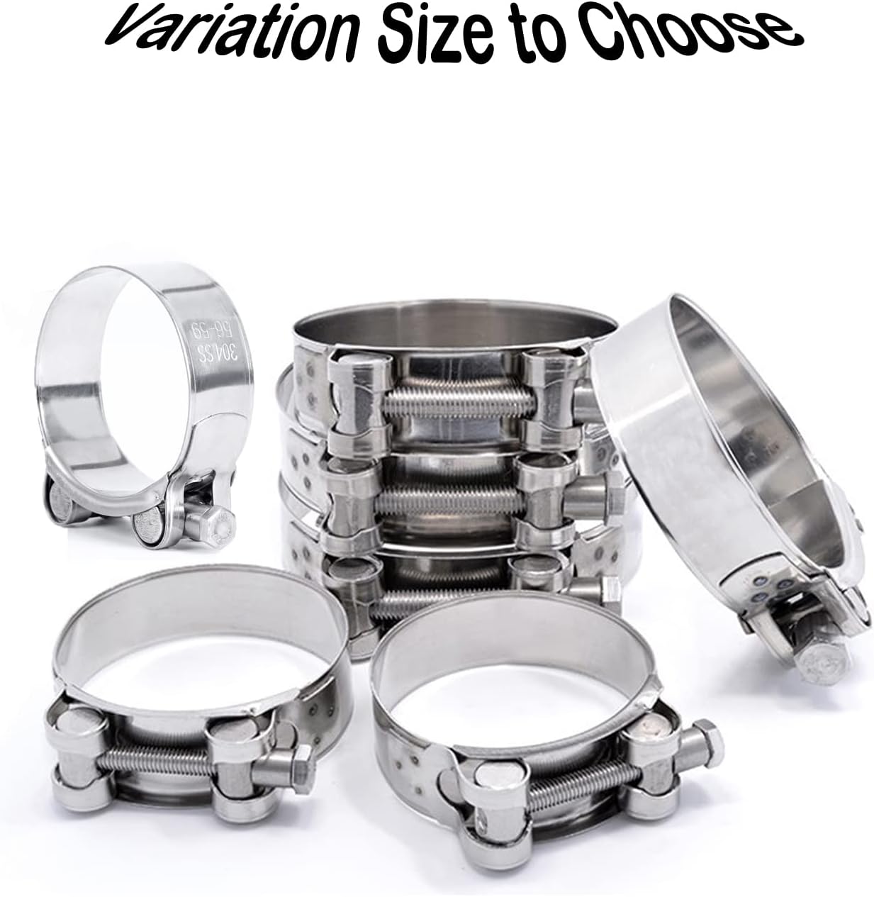 PEROMI 4 Pack 26-28mm T-Bolt Hose Clamp,Stainless Steel_304Intercooler Pipe Tube Clamps,Turbo Pipe Clamps,Clamp Adjustable Range 1.02"-1.1 Silver