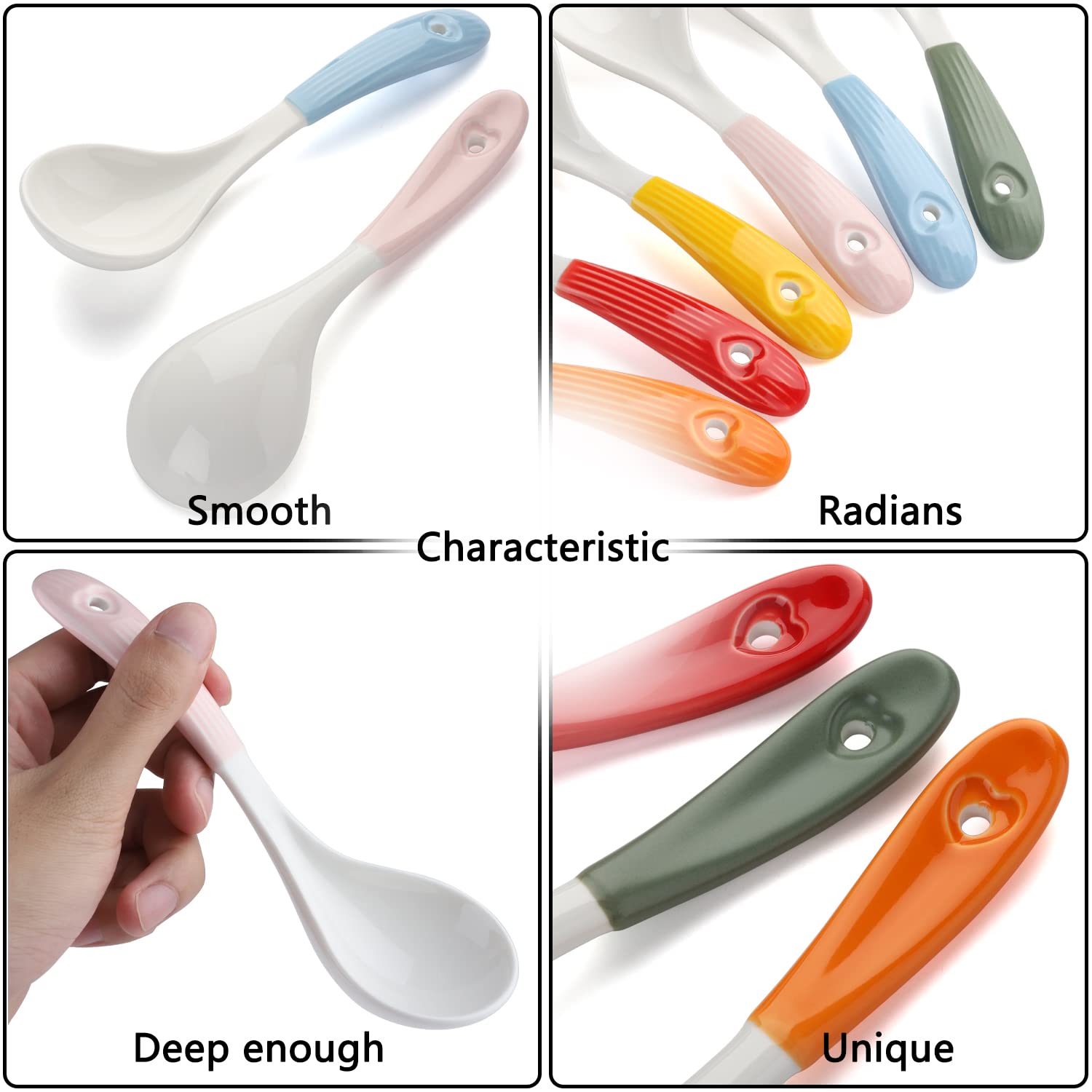 Lot De 2 Cuillères à Soupe Asiatiques En Mélamine - Rouge Et Noir, Pour Ramen, Miso, Pho - Design Profond Et Ergonomique
