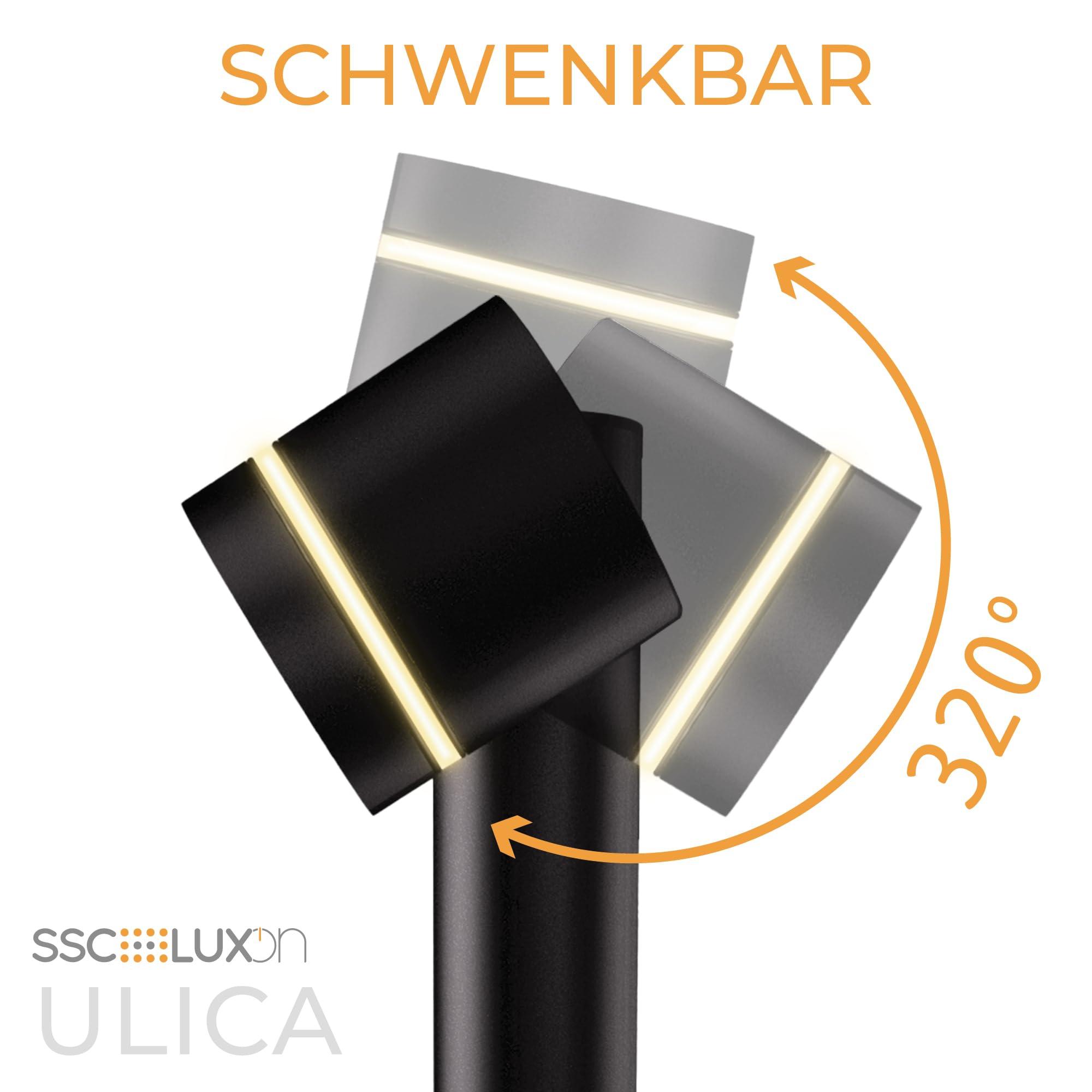 SSC-LUXon ULICA Outdoor Standleuchte mit 2x Smart Home WLAN RGB LEDs GX53 5W - Pollerlampe schwenkbar per App & Sprache steuerbar