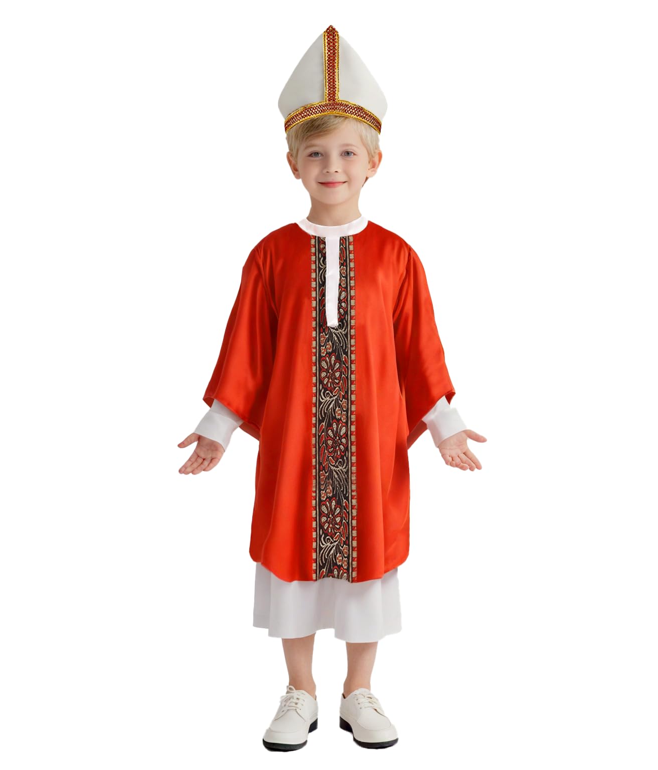 VZQI Pope Costume for Kids Bishop Costume Boys Halloween Cosplay Pope Hat