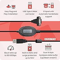 Vista 3 de Gearmo Adaptador serie USB a RS232 de 4 puertos con chipset FTDI – Compatible con Windows 11, 10, 8, 7, Linux y Mac, cuenta con Plug-and-Play sin