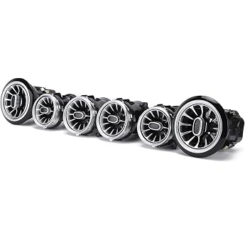64 Colour LED Turbine Air Vent Kit for E-Class W213 C238 2017-2021 Front Turbo Air Vent Replacement with Matte Chrome Finish