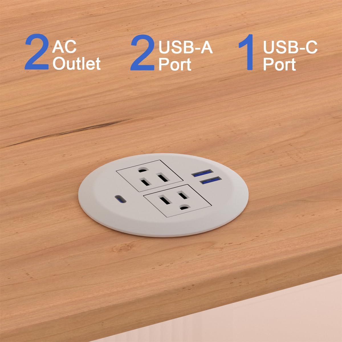 Zasilacz komputerowy, 2,3 cala, 20 W, USB-C szybkie ładowanie, odpowiednie do otworów 3-1/20,3 cm, okrągła listwa zasilająca do montażu