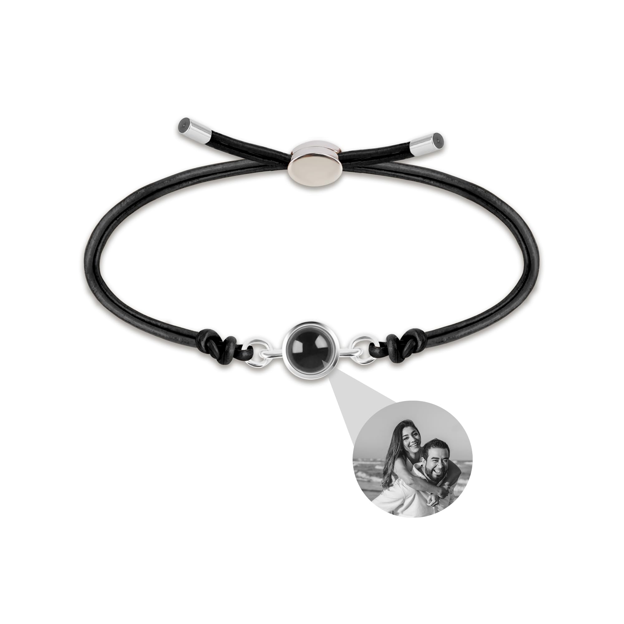 CSstone Pulsera con Foto, pulsera fotográfica personalizada para hombres y mujeres, pulsera de proyección ajustable de cuero con fotos regalo de Navidad regalo cumpleaños aniversario oculto pulsera foto