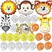 Safari Jungle Zoo Huge Animal Head Balloon Jumbo Balloons Zebra, Tiger, Lions, Giraffe & Monkey with 20pcs 11" Latex Safari Print Party Supply foci cozi