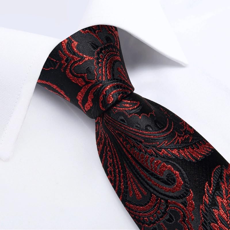 Set corbata hombre con pañuelo y gemelos miniatura 3