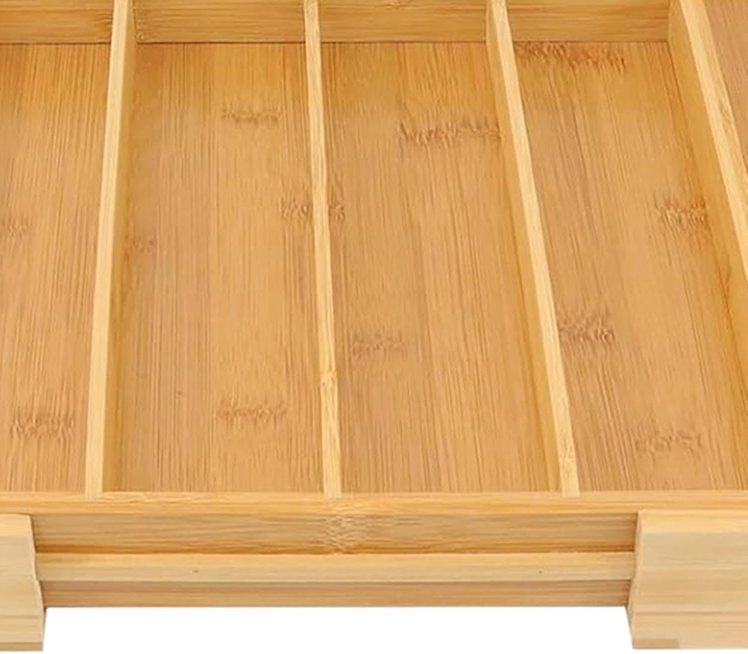 Drawer Organizer - Wooden Expandable Utensil Tray, Multi Compartment Storage Rack with Adjustable Width Design, Neat Cutlery Separation Function, Ideal for Kitchen Bedroom Workplace Flatware Spoon Kni