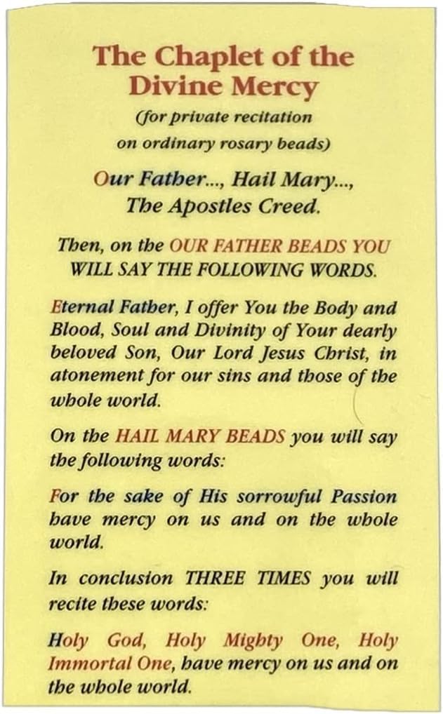 Amazing Saints The Chaplet of the Divine Mercy Laminated Holy Card Set of 5 - Image 2