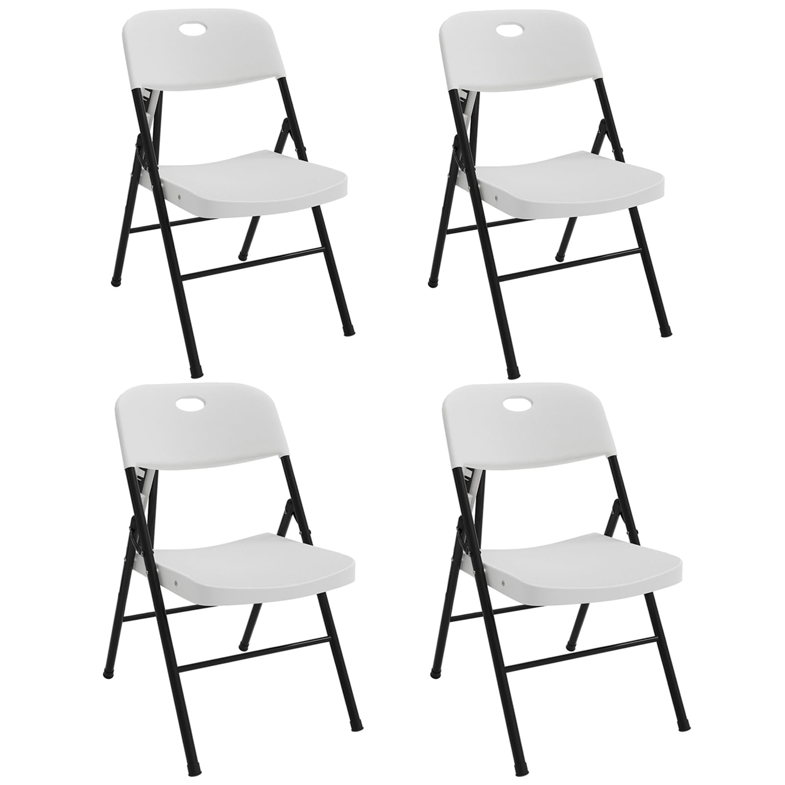 Utlenianie Juego de 4 Sillas Plegables Comedor, Silla de Plástico Plegable, Sillas de Comedor Plegables, Ideal para Cocina, Comedor, Salón, Dormitorio, Jardín (Blanco-A)