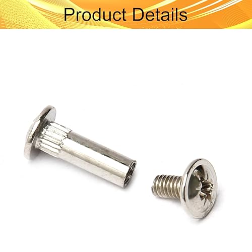 Miniatura 52 de Poste de tornillo para orificio de 3/16 pulgadas (0.197 in) de diámetro, hebilla de cinturón hembra M5x25mm, pernos de encuadernación de tuerca