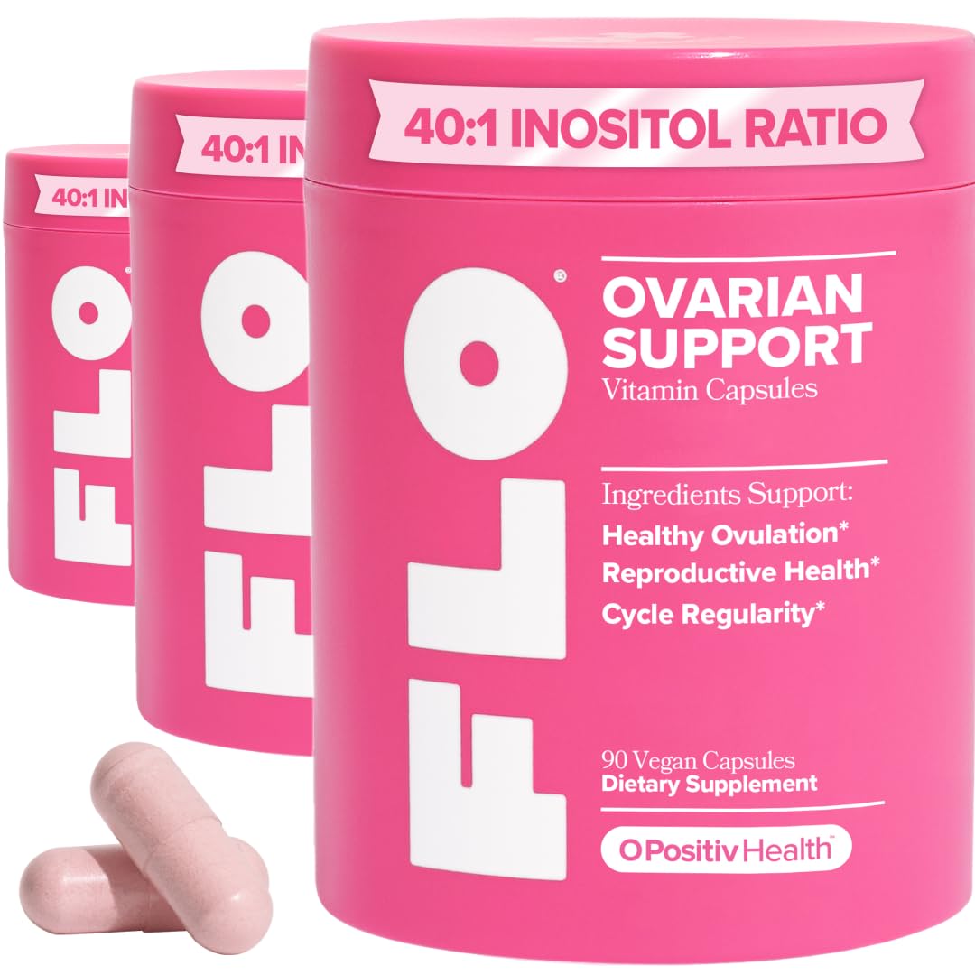 O Positiv FLO Ovarian Health Support – Hormone Balance for Women with DIM, Myo & D-Chiro Inositol, Folic Acid – Ovulation & Cycle Support – 30 Servings (Pack of 3)