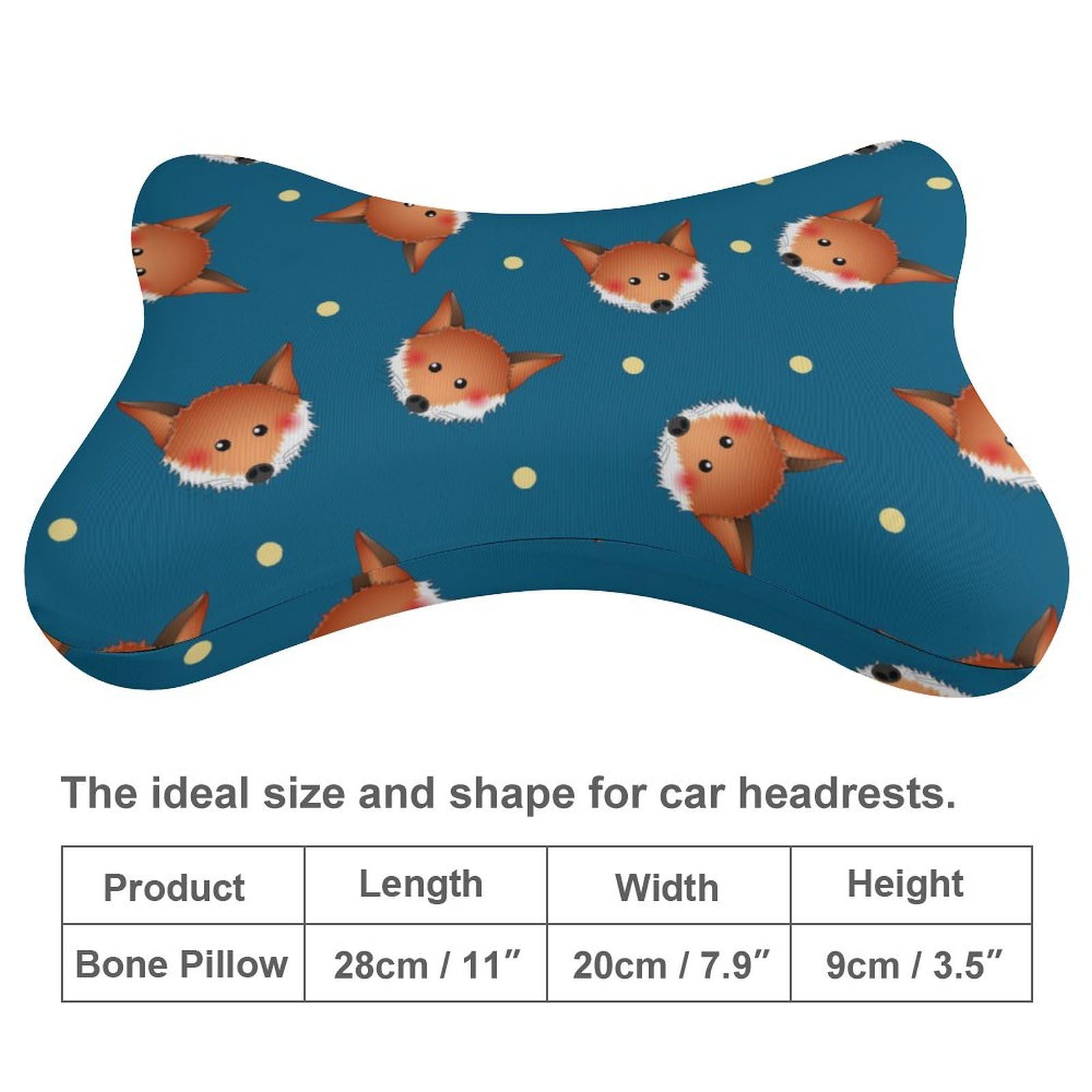 2 almohadas de asiento de coche, lindas almohadas para reposacabezas de coche de zorro rojo, almohada de apoyo para el cuello del coche para conductor o pasajero