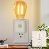 Led Night Light Bulb Plug in, 1W Vintage Nightlight, Dusk to Dawn and Motion Sensor, Warm White 2700K, 10-100LM Adjustable Brightness, Dimmable, for Hallway Bedroom Stairway, 1 Pack