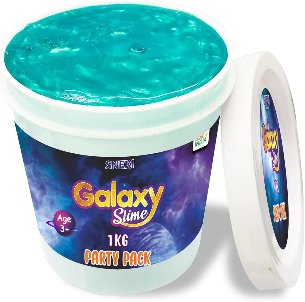 SNEKI (1 Kg) Green Galaxy Slime for Kids DIY Fruit Scented Metallic Magic Toy Slimy Slime Gel Jelly Putty Art Toys Birthday Gift Box for Boys Girls 3 to 10 Years