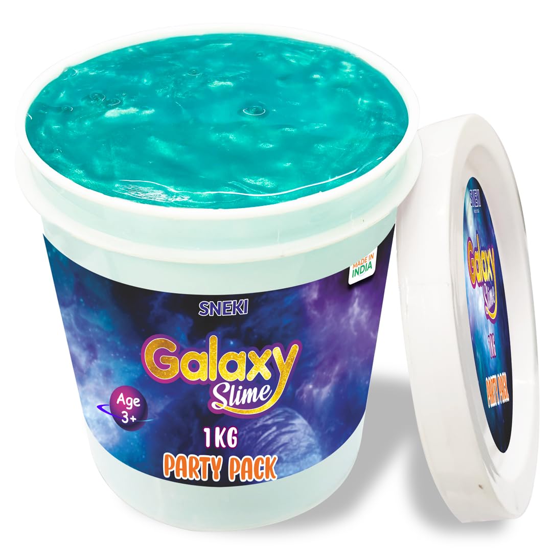 SNEKI (1 Kg) Green Galaxy Slime for Kids DIY Fruit Scented Metallic Magic Toy Slimy Slime Gel Jelly Putty Art Toys Birthday Gift Box for Boys Girls 3 to 10 Years