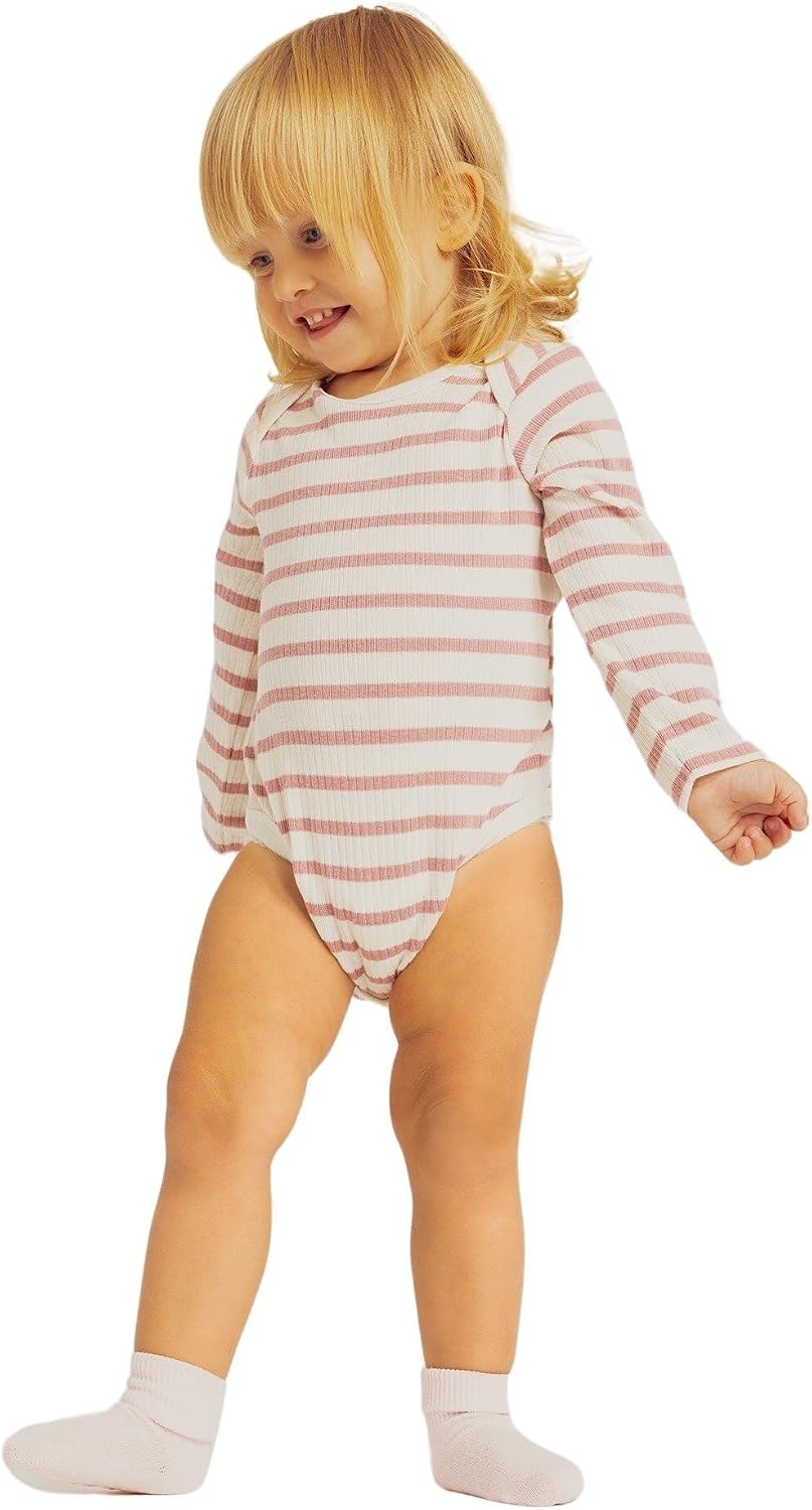 DeFacto Kız Bebek Kız Bebek Yeni Doğan Zarf Yaka Çizgili Fitilli Kaşkorse Uzun Kollu Çıtçıtlı Body, Pembe, 18-24 M