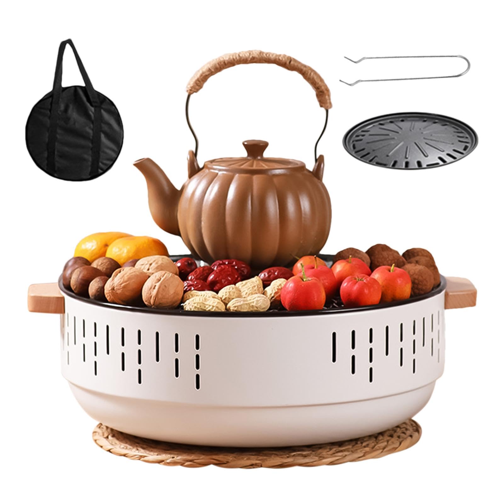 Barbecue portatile a carbonella, barbecue a carbonella – Piccola rete per barbecue da esterno in acciaio inox, griglia da tavolo con custodia portatile, teglia da forno antiaderente per barbecue | barbecue da esterno in acciaio , griglia da tavolo con por