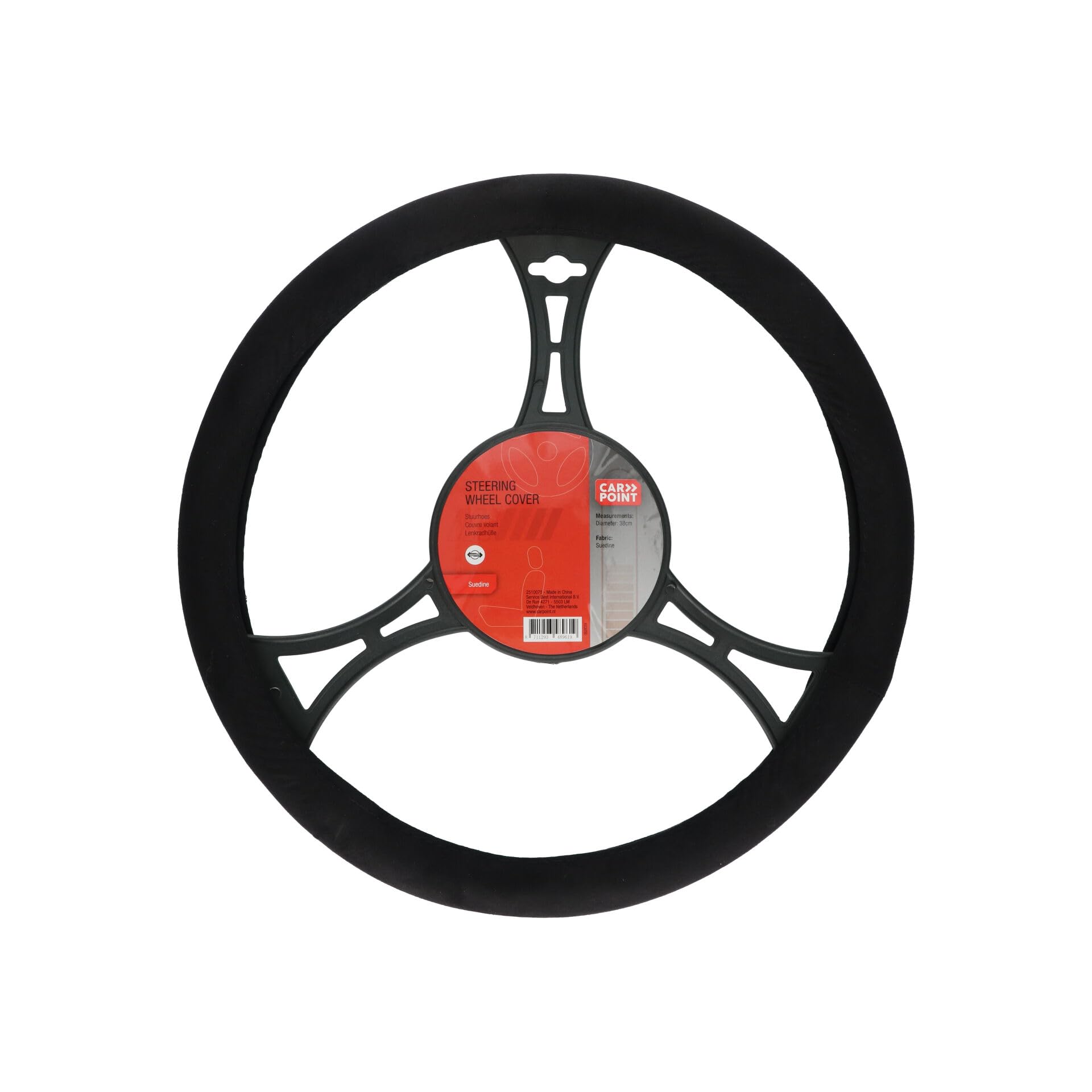 Carpoint 2510075 Universal steering wheel cover 'black velvet'