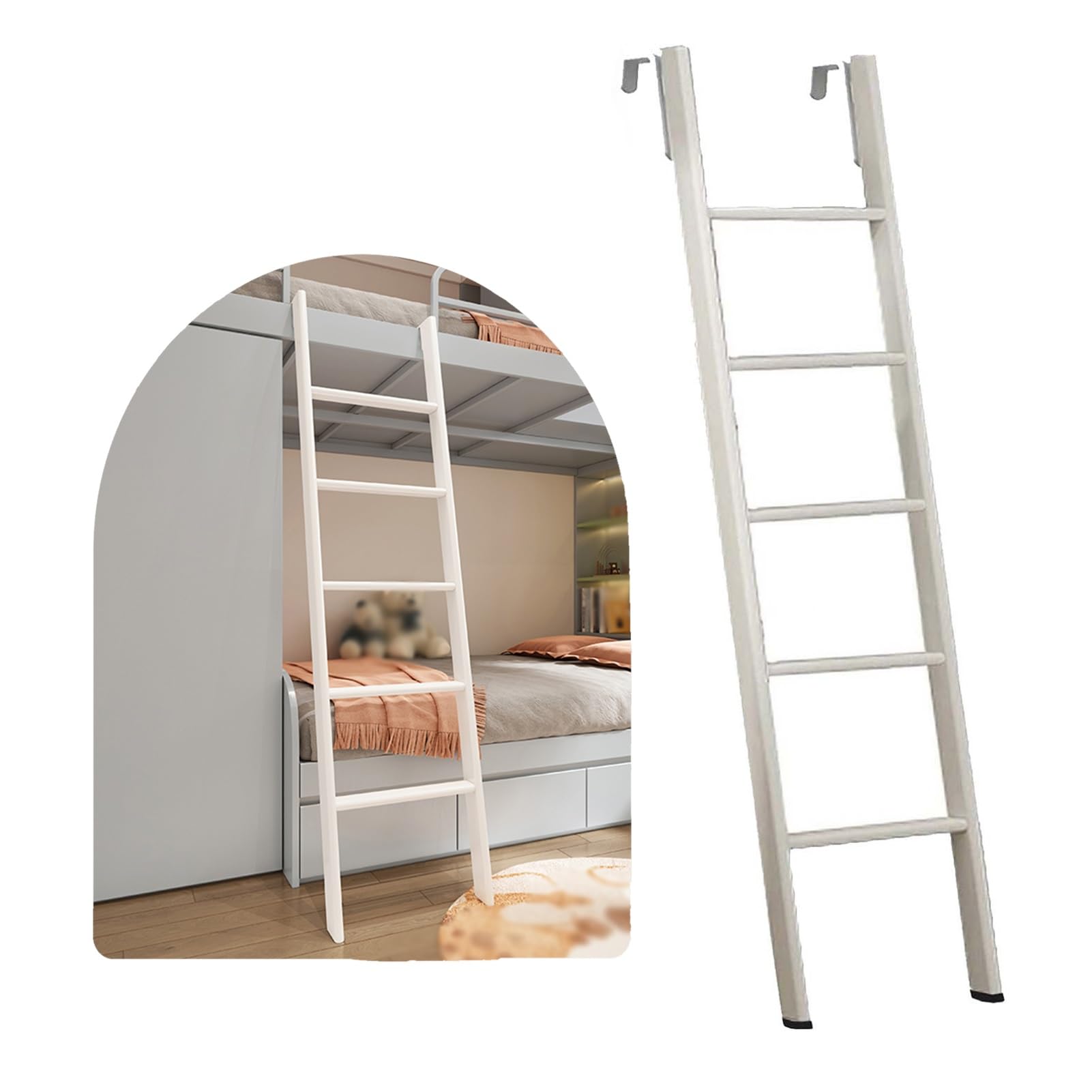 IEOWY Space Saving Metal Bunk Bed Ladder with Hook, RV Twin Bed Ladder/Short Climb Ladder Only, Twin Side Step Ladder for Caravan Cabinet Loft Dorm(160cm/63)