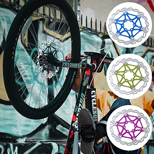 Aurnoet 160mm 180mm Bike Disc Brake Rotor with 6 Bolts Fit for Road Bike,Mountain Bike,MTB,BMX(Black Red Blue Purple Green)