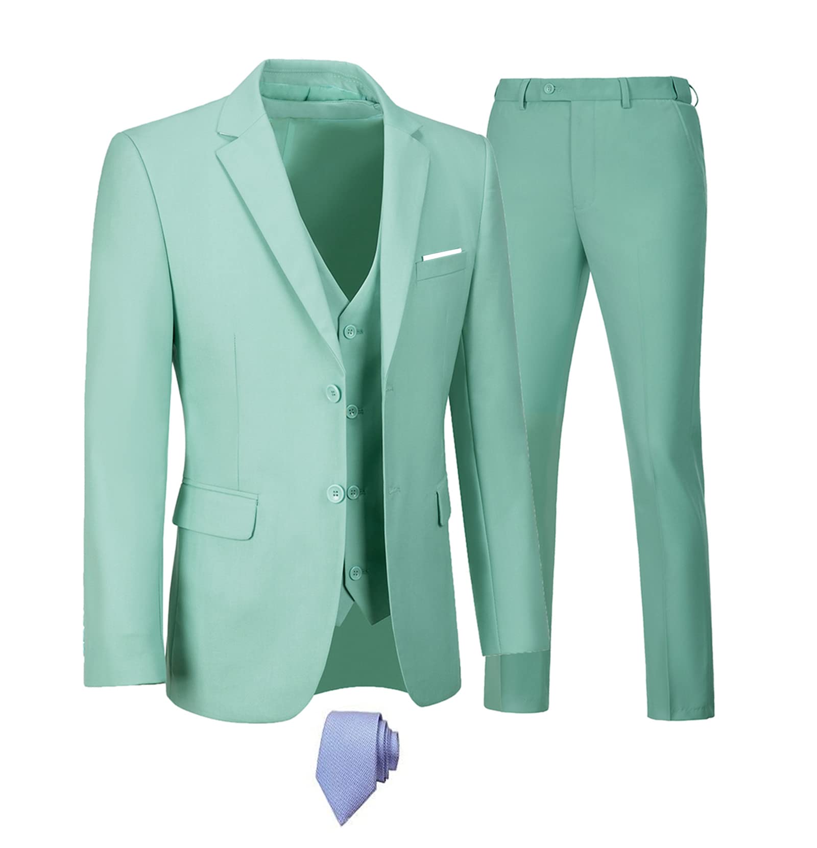 Furuyal Mens Suits 3 Piece Slim Fit Suit Set Formal Wedding Business Tuxedo