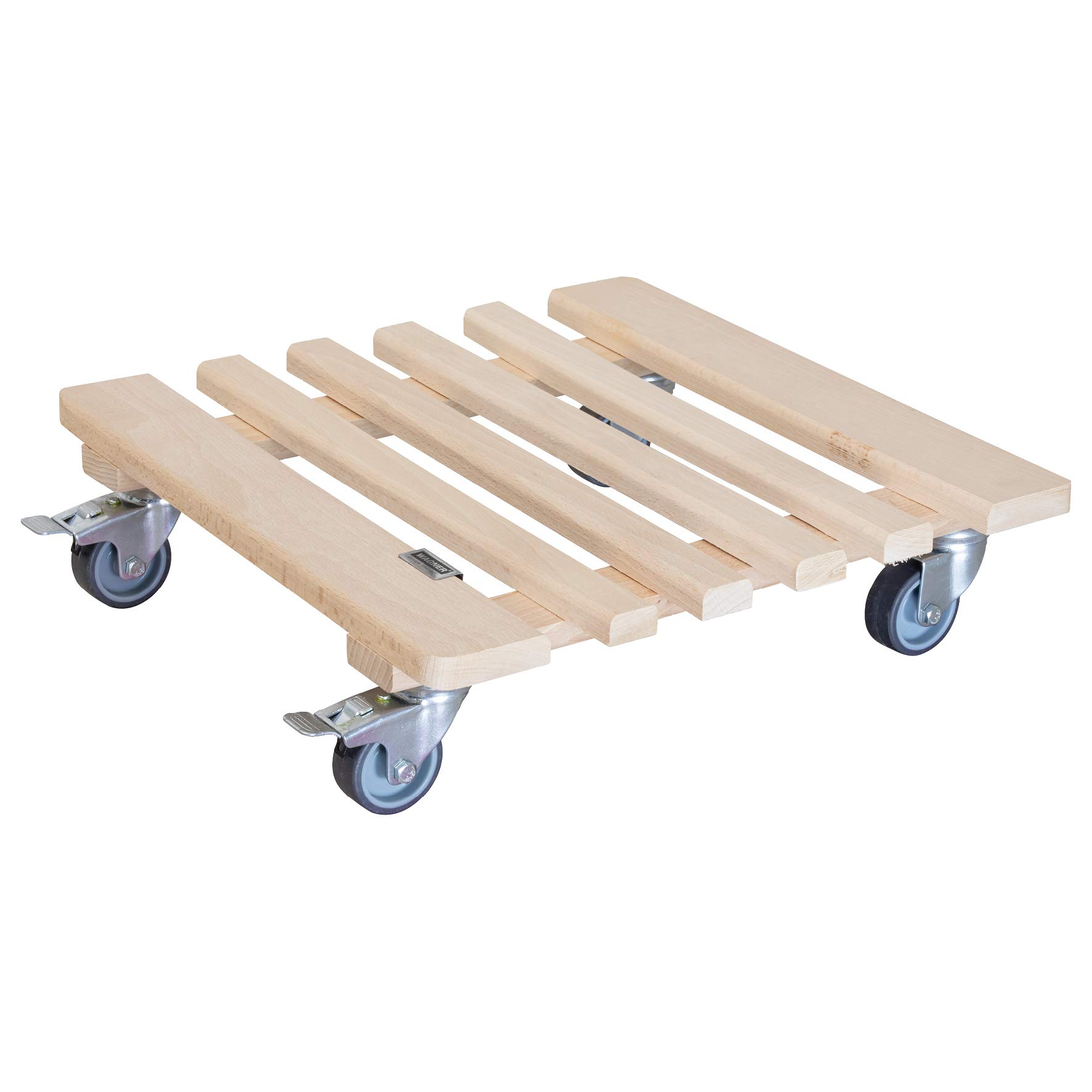WAGNER Carrello per piante PIANO 38 x 38 x 10 cm I Per interni, faggio naturale I Portavaso in legno massello FSC® con Ruote I 2 Ruote con freno I Portata 200 kg I Fatto in UE - 20032901