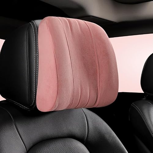 MAYUEJUNHAO Car Seat Headrest Pillow for Toyota Avensis Sedan (T270) 2009-2018, Side Sleeping Neck Support Pillow Height Adjustable Flip-Up Design Premium Suede Travel, pink