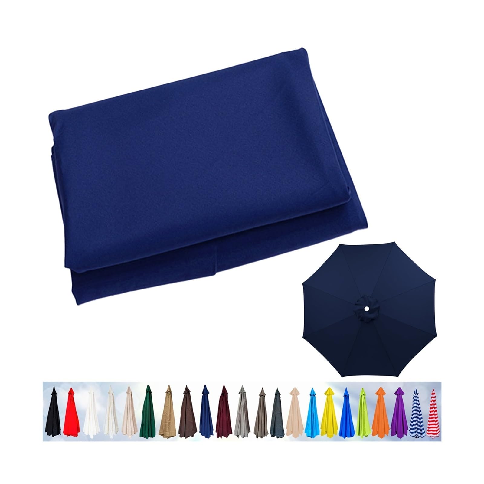 Replacement Parasol Canopy, Garden Umbrella Cover 6/8 Arms, Patio Replacement Cover for 2m/2.3m/2.5m/2.7m/2.8m/3m/3.5m(Navy Blue,8ribs:200cm)