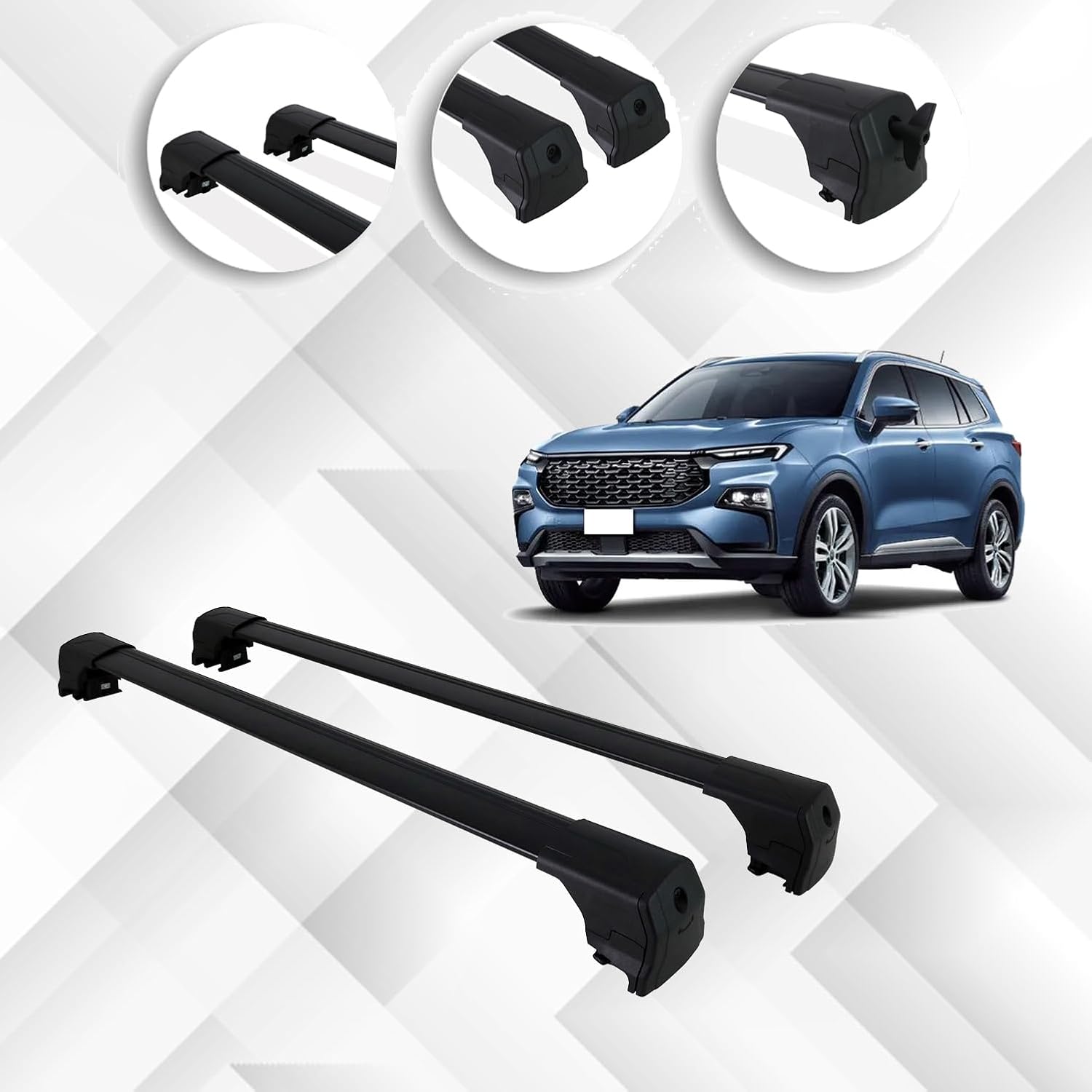 for Ford Territory 2022 2023 2024 2025 Premium Aluminum Roof Rack Cross Bars Luggage Carrier Ideal for Camping, Skiing, Biking, and Cargo Transportation Canoe Surf Ski Snowboard Camping Black Color