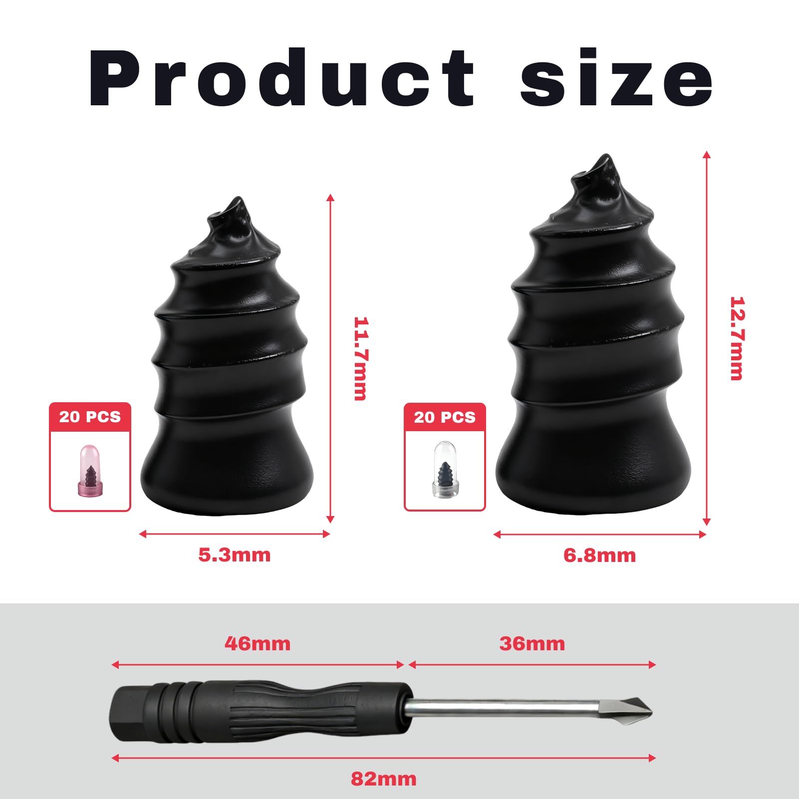 Kit di 40 chiodi in gomma per riparazione pneumatici, kit di riparazione pneumatici con chiodi in gomma di 2 dimensioni, cacciavite e scatola di stoccaggio, strumenti di riparazione di